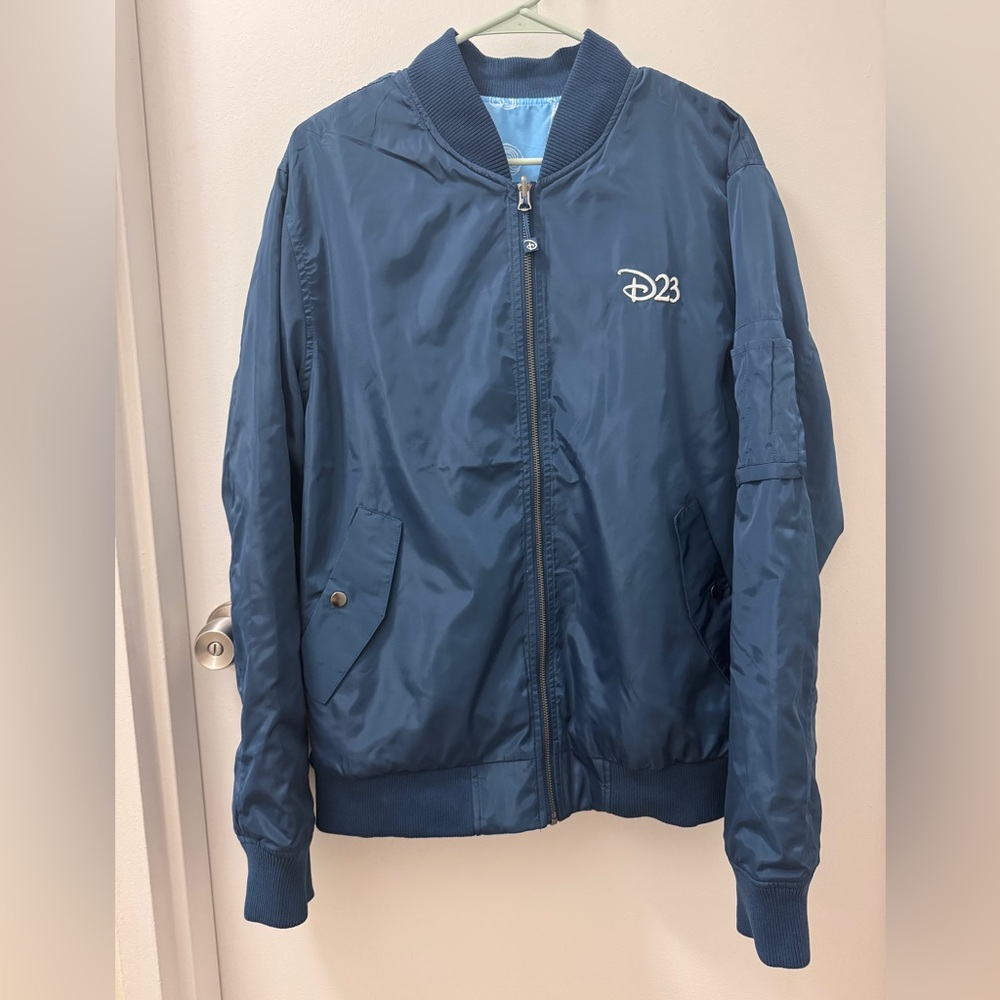 D23 Expo 2024 Disney Blue Reversible Bomber Jacket 70th Anniversary Size Large